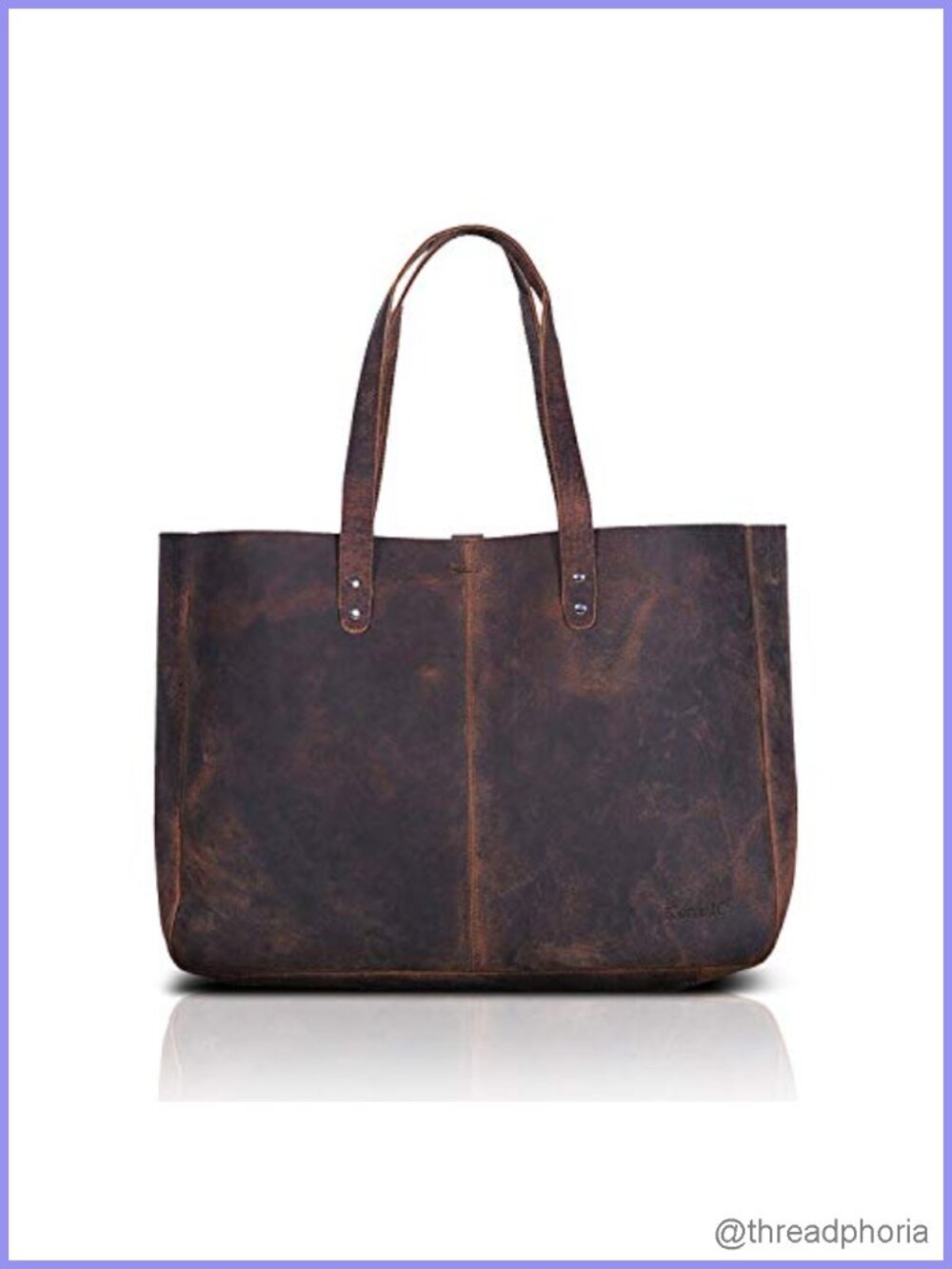 Top Grain Leather Satchel Tote Handbag Travel Shopping Purse